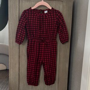 Old Navy Red and Black Plaid Kids Jumpsuit